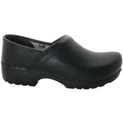 BJORK Men's Swedish Professional Black Leather Clogs