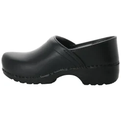 BJORK Men's Swedish Professional Black Leather Clogs