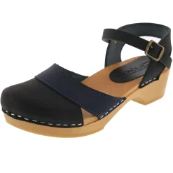BJORK MILA Wooden Clog Sandals in Oiled Leather - CLOSEOUT
