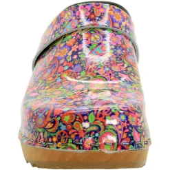BJORK Peace Wood Open Back Leather Clogs