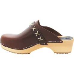 BJORK Pixie Wood Open Back Full Grain Leather Clogs - CLOSEOUT