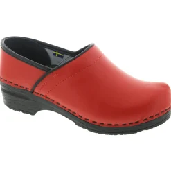 BJORK PRO ELLA Red Leather Clogs - CLOSEOUT