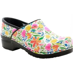 BJORK PROFESSIONAL Blomma Printed Leather Clogs - CLOSEOUT