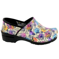 BJORK PROFESSIONAL Bonita Skull Leather Clogs - CLOSEOUT