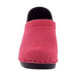 BJORK PROFESSIONAL Fuchsia Fur Leather Clogs