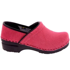 BJORK PROFESSIONAL Fuchsia Fur Leather Clogs