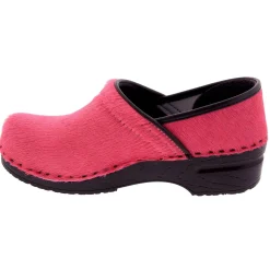 BJORK PROFESSIONAL Fuchsia Fur Leather Clogs