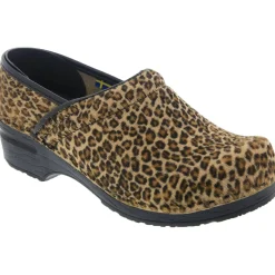 BJORK PROFESSIONAL Safari Collection Leather Clogs in Leopard - CLOSEOUT
