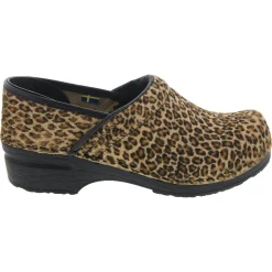 BJORK PROFESSIONAL Safari Collection Leather Clogs in Leopard - CLOSEOUT