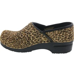 BJORK PROFESSIONAL Safari Collection Leather Clogs in Leopard - CLOSEOUT