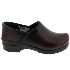 BJORK PROFESSIONAL Women's Bordeaux Cabrio Leather Clogs - CLOSEOUT