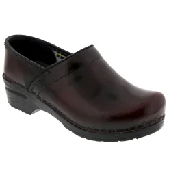 BJORK PROFESSIONAL Women's Bordeaux Cabrio Leather Clogs - CLOSEOUT