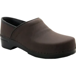 BJORK PRO LIAM Men's Brown Oiled Leather Clogs - CLOSEOUT