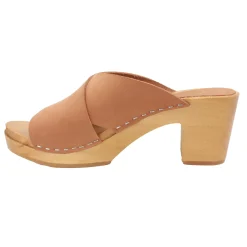 BJORK RIKKE Swedish Wooden Clogs in Cognac Nubuck