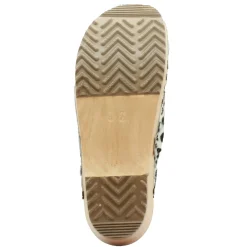 BJORK Safari Wood Open Back Dalmation Clogs - CLOSEOUT