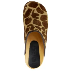 BJORK Safari Wood Open Back Giraffe Clogs - CLOSEOUT