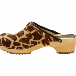 BJORK Safari Wood Open Back Giraffe Clogs - CLOSEOUT