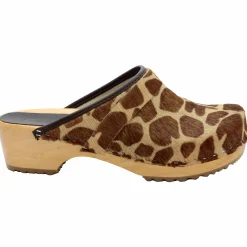 BJORK Safari Wood Open Back Giraffe Clogs - CLOSEOUT