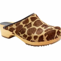 BJORK Safari Wood Open Back Giraffe Clogs - CLOSEOUT