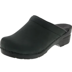 BJORK SARA OPEN BACK Oiled Leather Clogs - CLOSEOUT