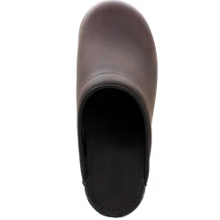 BJORK SARA OPEN BACK Oiled Leather Clogs - CLOSEOUT