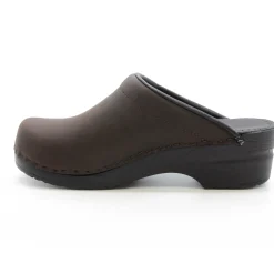BJORK SARA OPEN BACK Oiled Leather Clogs - CLOSEOUT