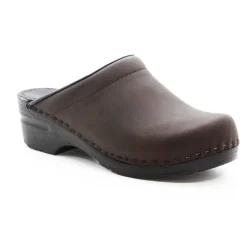 BJORK SARA OPEN BACK Oiled Leather Clogs - CLOSEOUT