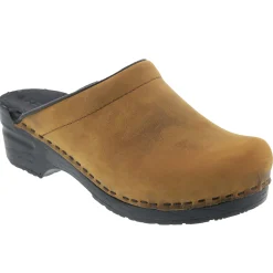 BJORK SARA OPEN BACK Oiled Leather Clogs - CLOSEOUT