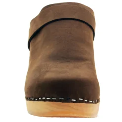 BJORK TIA Wooden Clogs in Oiled Leather - CLOSEOUT