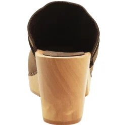 BJORK TIA Wooden Clogs in Oiled Leather - CLOSEOUT