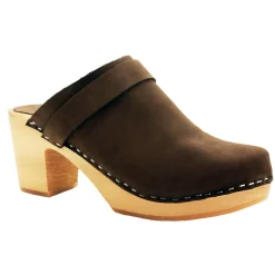 BJORK TIA Wooden Clogs in Oiled Leather - CLOSEOUT