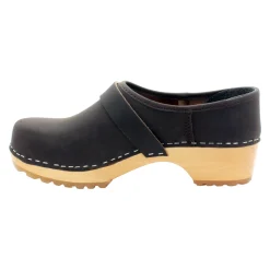 BJORK Tilda Wood Classic Closed Back Leather Clogs