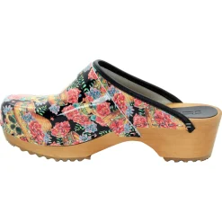 BJORK Vera Wood Open Back Leather Clogs