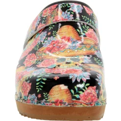 BJORK Vera Wood Open Back Leather Clogs