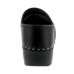 BJORK Women's Swedish Professional Black Leather Clogs