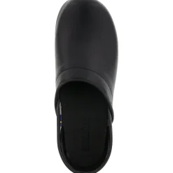BJORK Women's Swedish Professional Black Leather Clogs