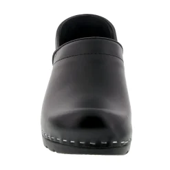 BJORK Women's Swedish Professional Black Leather Clogs