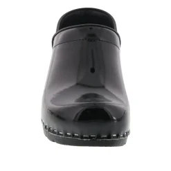 BJORK Women's Swedish Professional Black Patent Leather Clogs