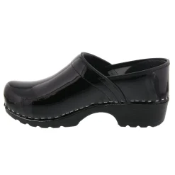 BJORK Women's Swedish Professional Black Patent Leather Clogs