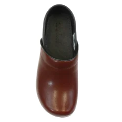 BJORK Women's Swedish Professional Brown Leather Clogs - CLOSEOUT
