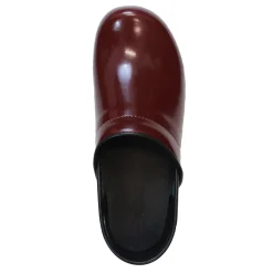 BJORK Women's Swedish Professional Maroon Patent Leather Clogs - CLOSEOUT