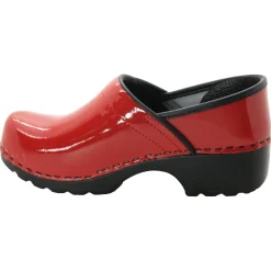 BJORK Women's Swedish Professional Red Patent Leather Clogs