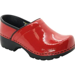 BJORK Women's Swedish Professional Red Patent Leather Clogs