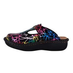 Sanosan Bella Comfort Slip-On Clogs in Black Combo print
