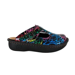 Sanosan Bella Comfort Slip-On Clogs in Black Combo print