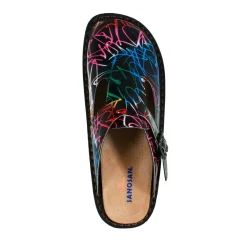 Sanosan Bella Comfort Slip-On Clogs in Black Combo print