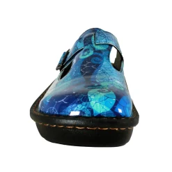 Sanosan Bella Comfort Slip-On Clogs in Blue Loop print
