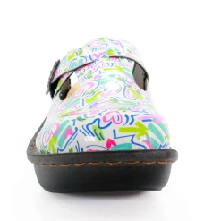 Sanosan Bella Comfort Slip-On Clogs in Heart Scribble