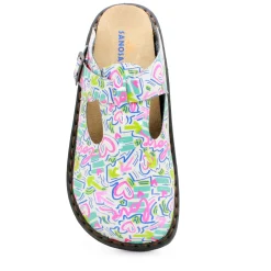 Sanosan Bella Comfort Slip-On Clogs in Heart Scribble