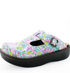 Sanosan Bella Comfort Slip-On Clogs in Heart Scribble